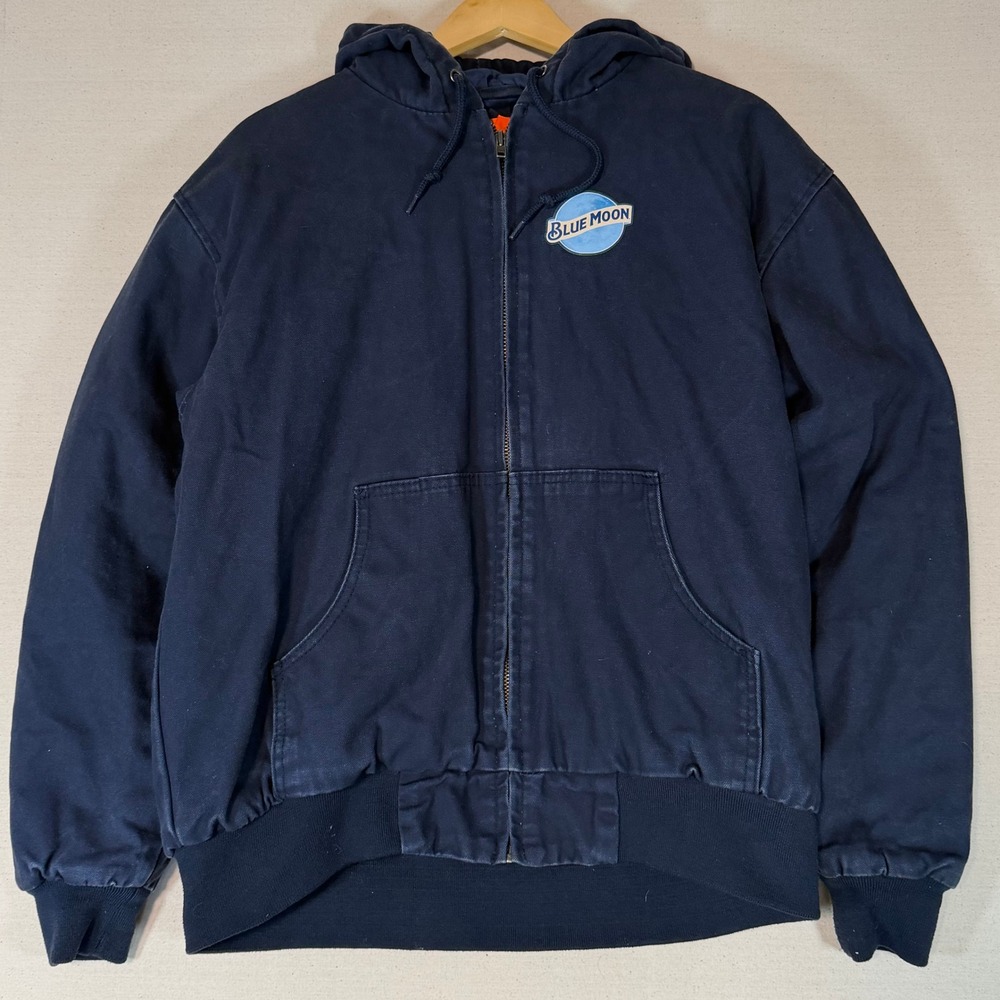 CornerStone Blue Moon Duck Cloth Hooded Work Jacket Navy Blue Mens Medium J763H